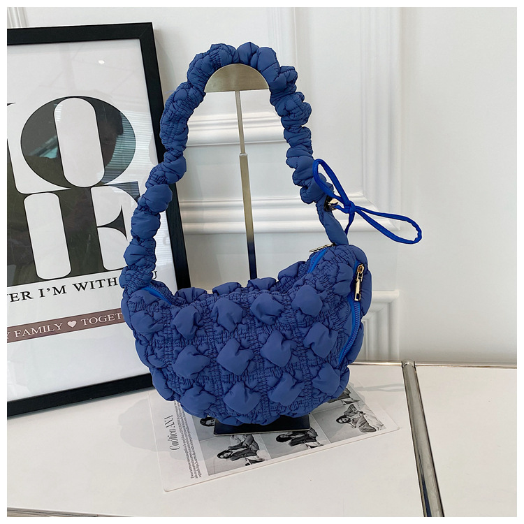 Borsa da donna Niche Bubble Borsa monospalla sottobraccio Borsa coreana in cotone Borsa a tracolla casual Borsa a nuvola plissettata_voghion.com