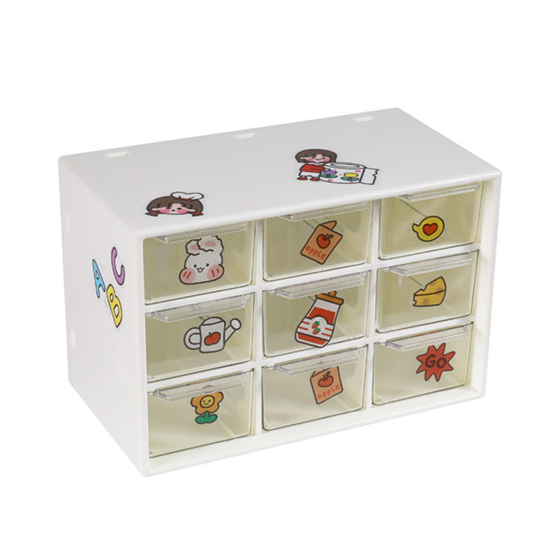 Internet Celebrity ins Hand Account Tape Six-Palace Lattice Transparent Drawer-Type Storage Box Girls' Dormitory Nine-Palace Lattice Storage and Arrangement