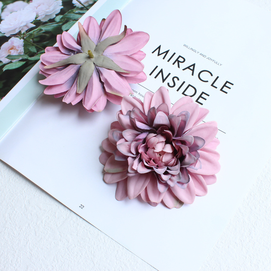 Imitation flower head Dahlia wedding flower wall decorative flowers DIY handmade material hat flower clothing accessories wholesale