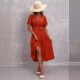 Foreign Trade Women's Clothing Amazon Explosions Cross-border European Goods Summer New Hot Solid Color V-neck Short-sleeved Dress