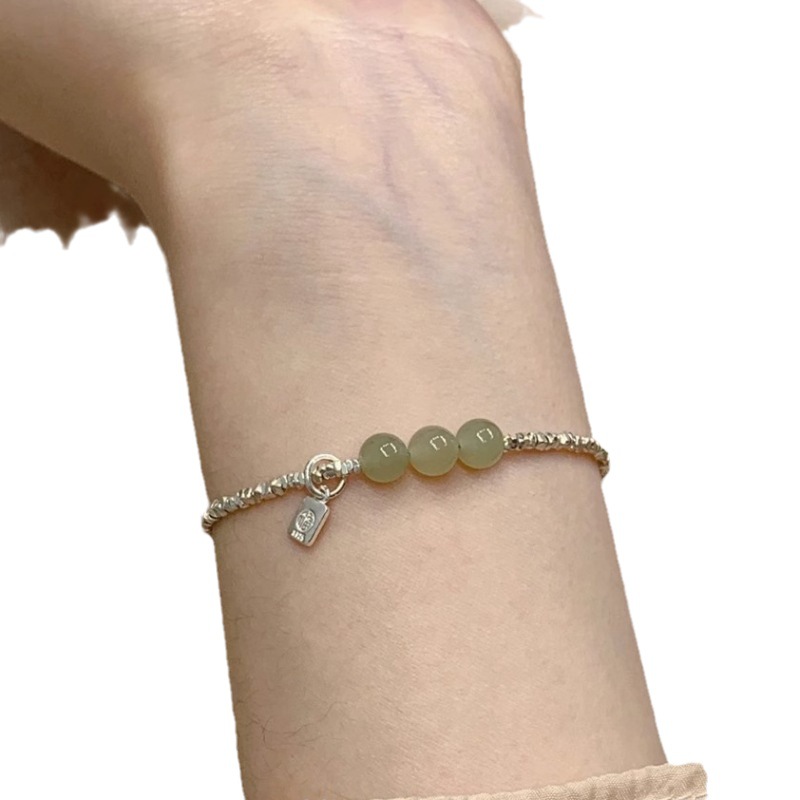 New Chinese Bracelet Broken Silver Irregular Niche Simple Alloy Bracelet Electroplated Ping An Lock Chinese Style Transport Bracelet