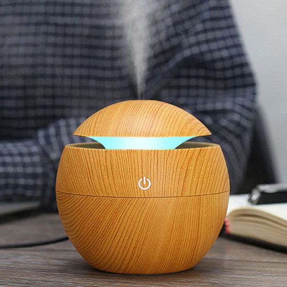 Cross-border 200ml mushroom wood grain humidifier silent colorful Air creative vase bedroom moisturizing aromatherapy spray