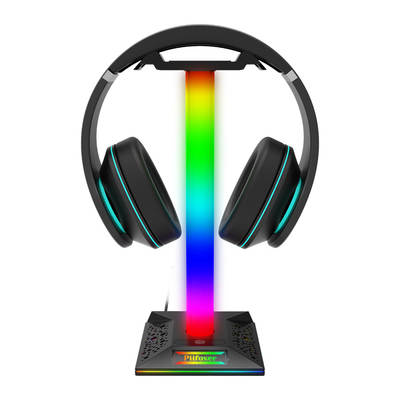 EB02 game headset bracket RGB luminous with double USB port 3.5mm audio touch headset bracket holiday lights