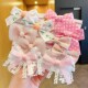 TFQ013-2# Korean pink polka dot floral hair ring 10-piece set