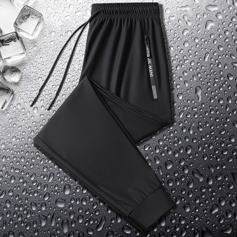 Ice silk pants men's pants summer thin trousers loose big pack foot quick-drying pants sports casual pants