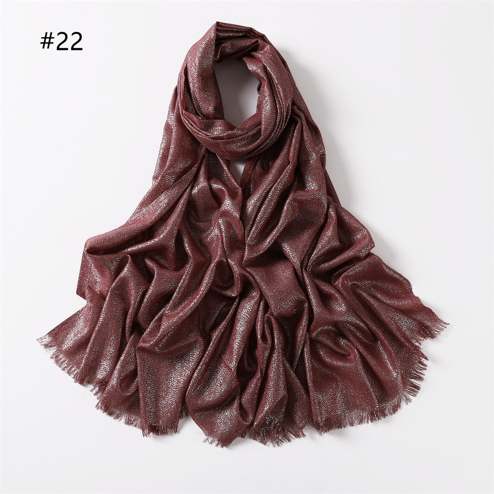 Cross-border international station new solid color rayon Gold Silver two short beard shawl women's scarf a generation of hair