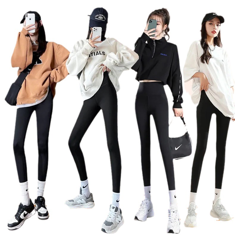 Fleece-lined Leggings Women's Outer Wear Belly-lifting Hip Thickened Warm Yoga Autumn and Winter Lamb Fleece Shark Pants Barbie Pants