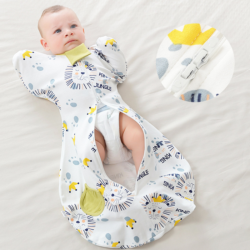 Newborn Baby Anti-Scare Sleeping Bag Pure Cotton Cushion Spring and Summer Surrender Swaddling Baby Anti-kick Cushion All Seasons Universal