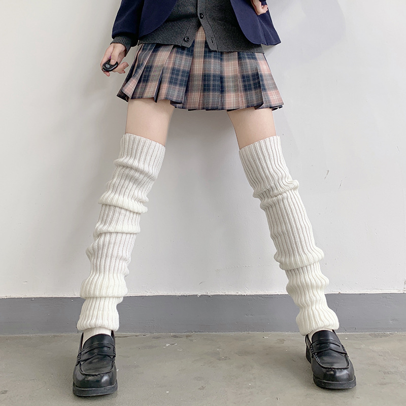 50cm Stacked Socks Lengthened Calf Cover jk Socks Women's Autumn and Winter White Lolita Stacked Socks_voghion.com