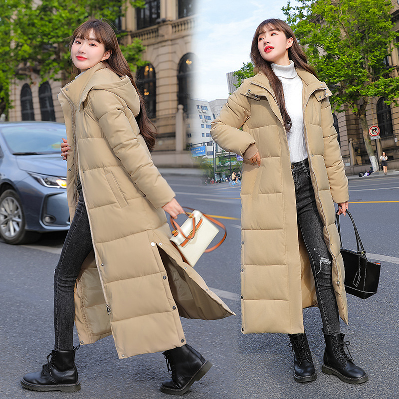 Down cotton-padded jacket women's mid-length over-the-knee Korean 2023 winter new cotton-padded jacket slim-fit cotton-padded jacket coat lengthened and thickened