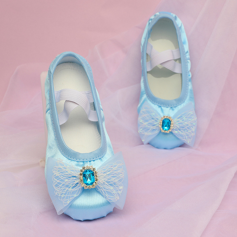 New children's dance shoes girls' practice ballet body performance dancing soft bottom cute bow accessories 8071