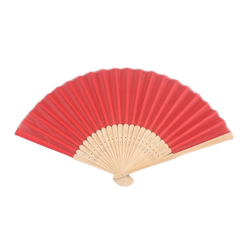 Plain 7 inch cloth fan solid color folding fan polyester bamboo fan advertising fan diy hand-printed logo silk lettering