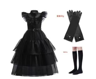Adams Family cos Sauce Skirt Wednesday Adams Black Sauce Skirt Adams Family cosplay