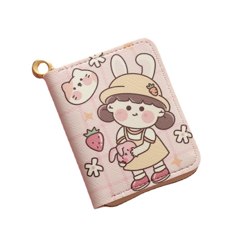 2025 New Fashion Cartoon Student Small Cute Bear Zipper Short Women Zipper Wallet Change