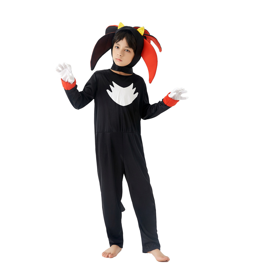 兒童派對表演服超音速小子超級黑色索尼克黑色shadow暗影夏特