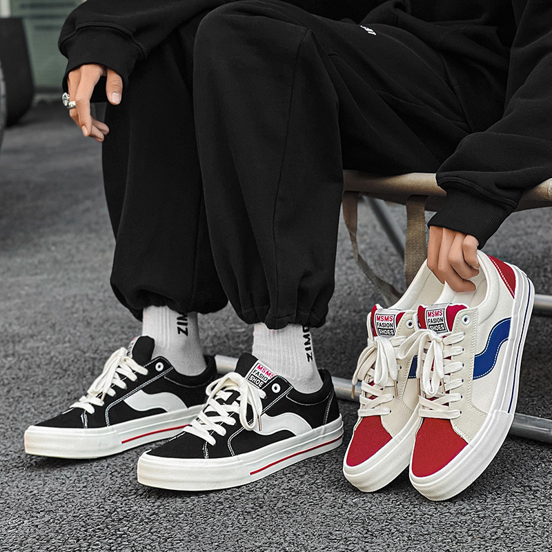 New 2023 Spring Men's Shoes ins Korean Style Casual Retro Skate Shoes Niche Couple Student Canvas Shoes Women