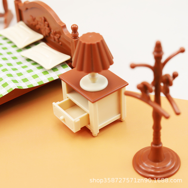 Cute simulation mini bedroom suit Dollhouse bed dressing table decoration play house kitchen electrical appliances children's toys