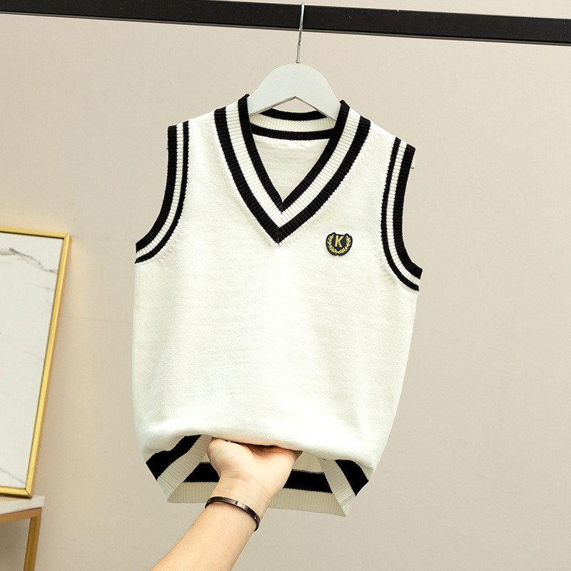 2023 new medium and large children boys' vest autumn and winter big children's cotton knitted vest school uniform autumn and winter fashion wholesale