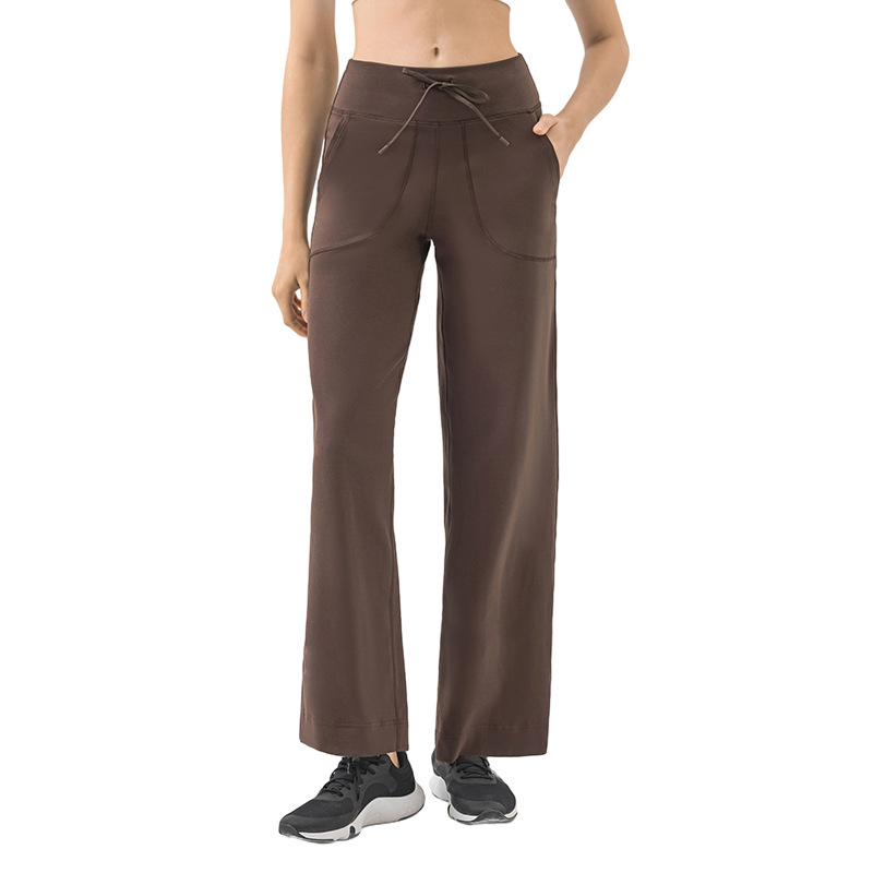 Shishi Mengke New Double 6 Nylon Loose Comfortable Straight Leg Pants Drawstring Elastic Waist Casual All-match Yoga Pants