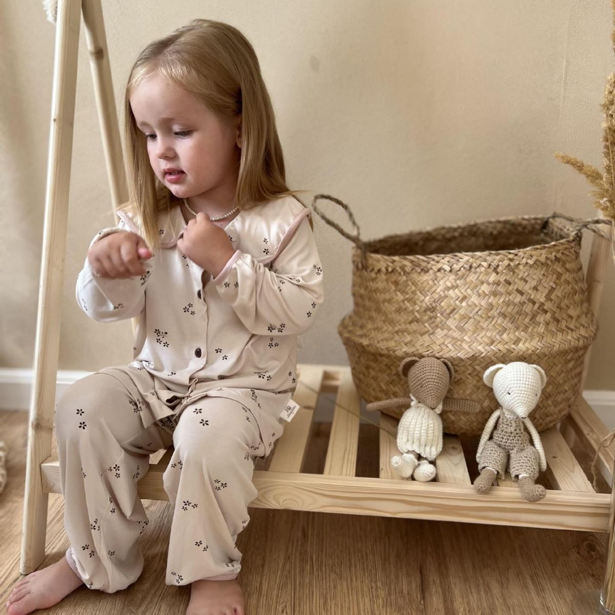 Minicowmother Korean Style Children's Pajamas Autumn Base Winter Home Clothes Baby Antibacterial Air-conditioning Clothes Children's Suit