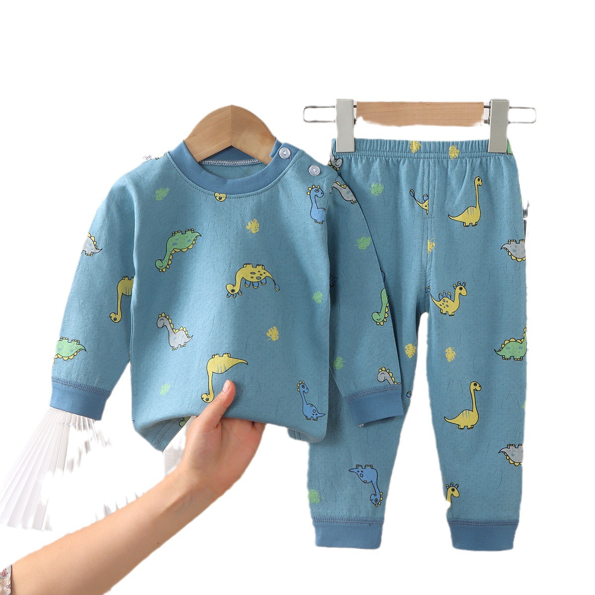 Boys and Girls cotton autumn clothes long pants suit children's baby autumn and winter pajamas home wear children's class A cotton underwear