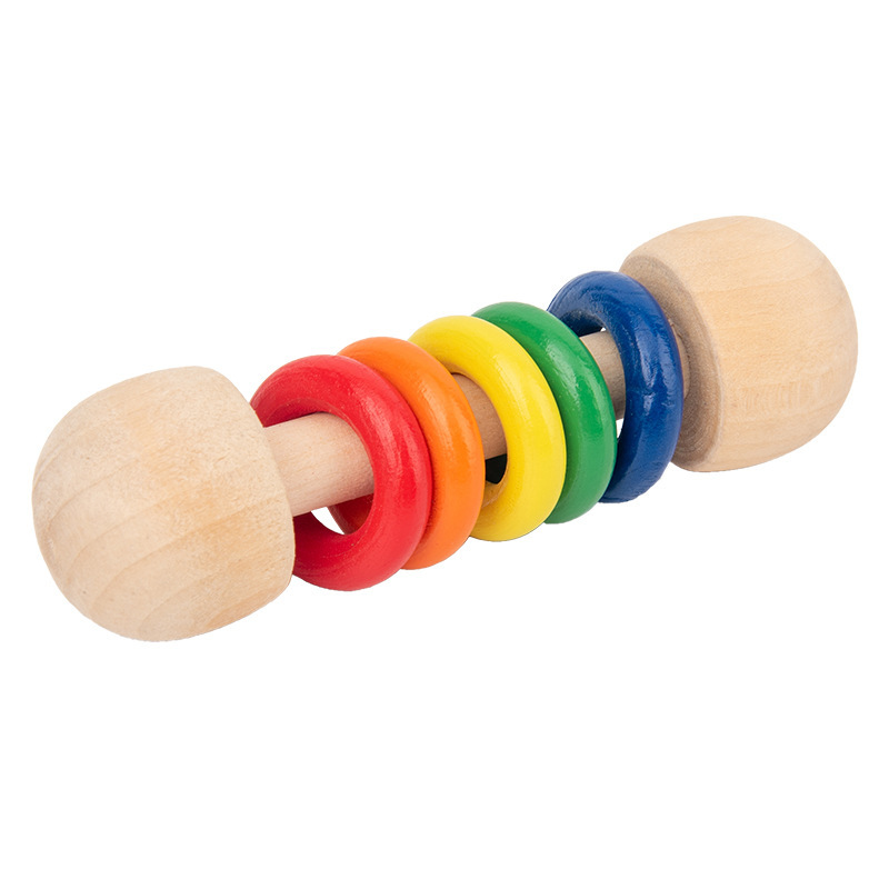 Factory Wholesale Amazon Cartoon Wooden Rattle 0.025 Baby Orff Musical Instrument Hand Training Toys