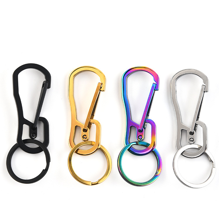 Factory wholesale stainless steel creative keychain pendant whole wire cutting personality waist hanging buckle medium gift accessories