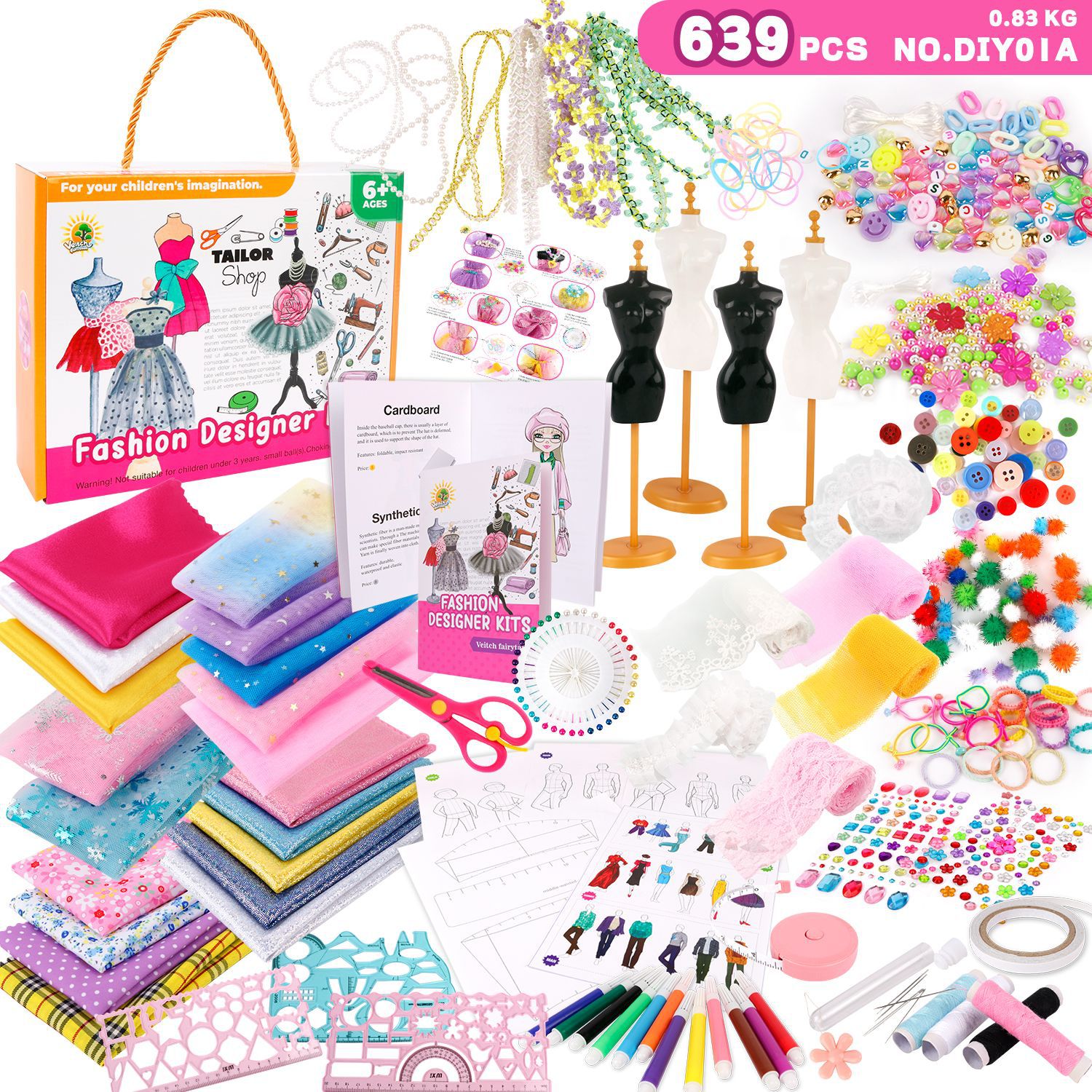 Children's clothing design sewing set 6-12 years old girl Enlightenment diy handmade creative production children's clothing toys