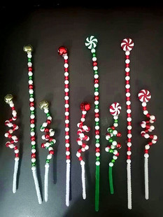 Christmas candy bar plug-in INS decoration creative two-color windmill twist lollipop Bell beaded candy bead string