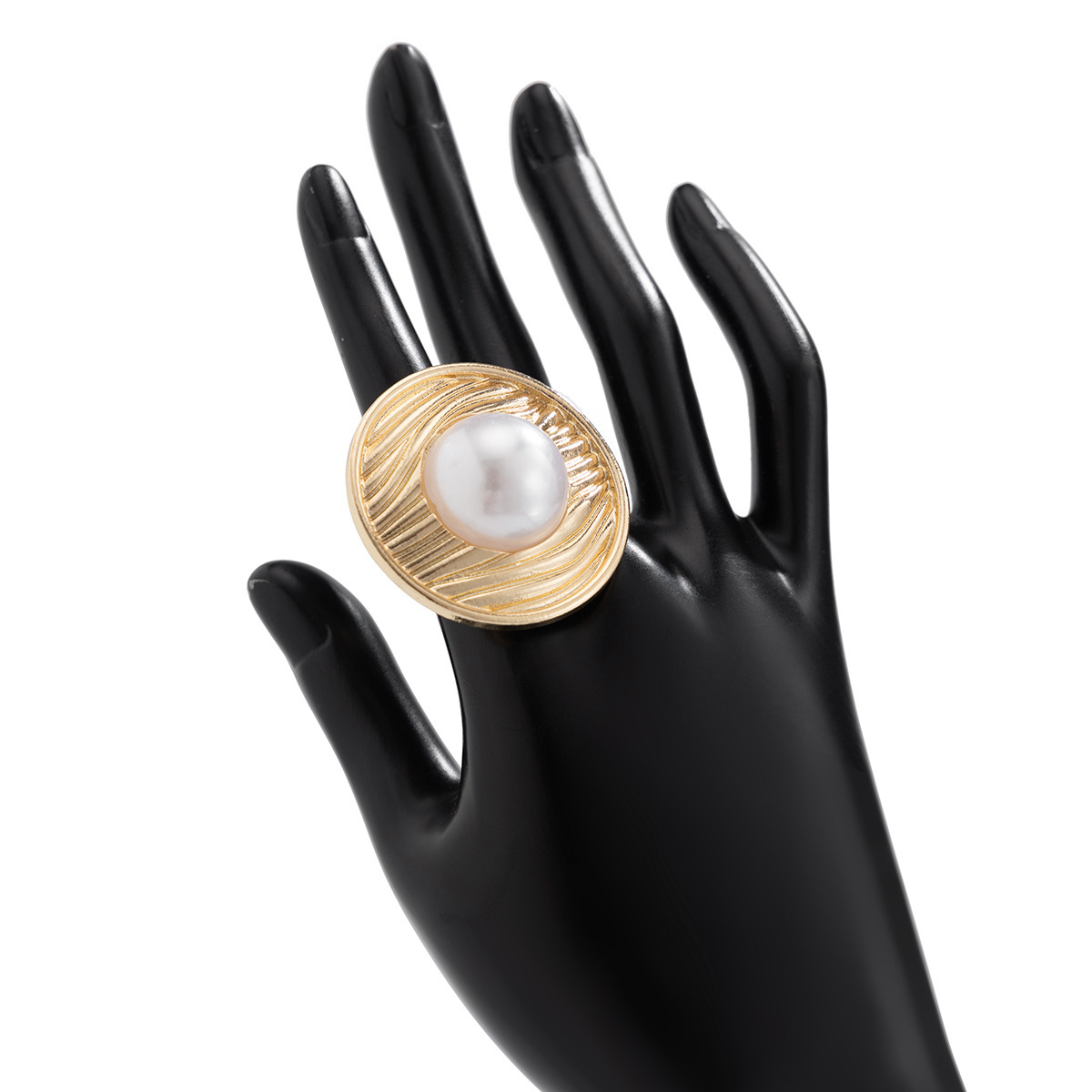 Europa e Stati Uniti transfrontaliero ins esagerato metallo vento piega perla anello personalità dolce fresco linea anello aperto anello_voghion.com