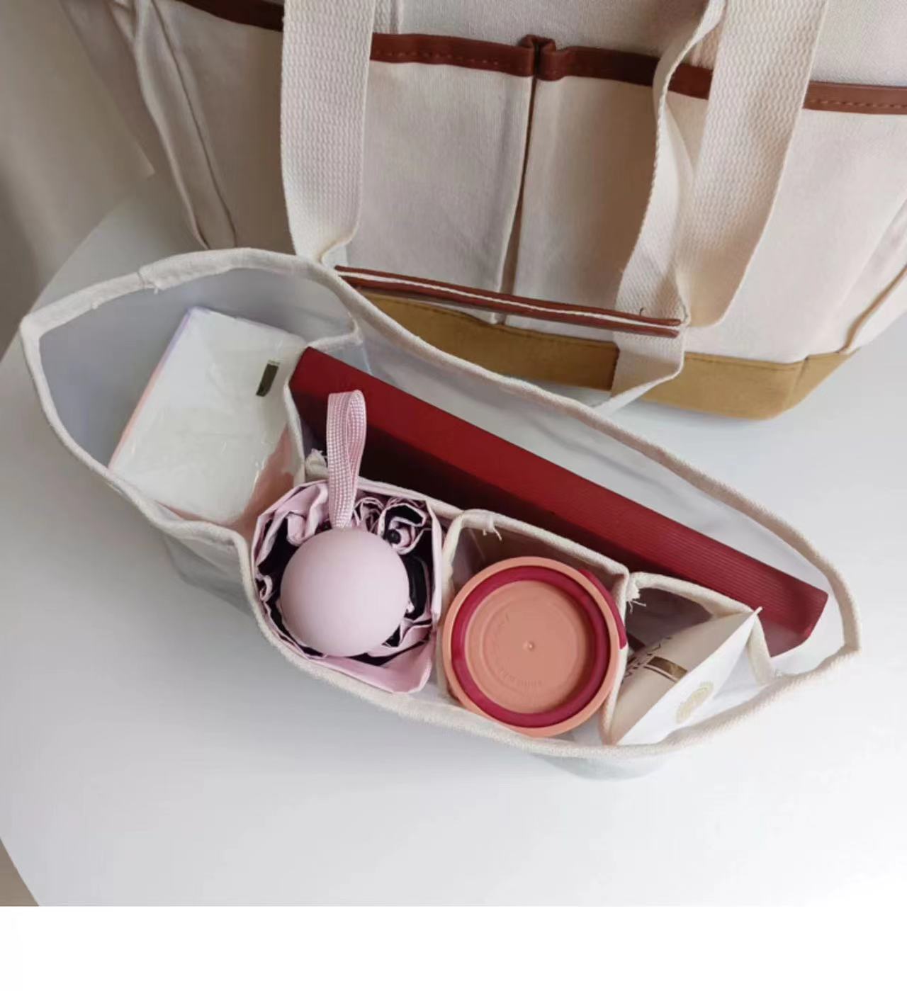 Korean-style Niche Patchwork Canvas Bag Large Capacity Multi-compartment Portable Mother and Baby Mummy Bag Practical Commuter Tote Bag_voghion.com