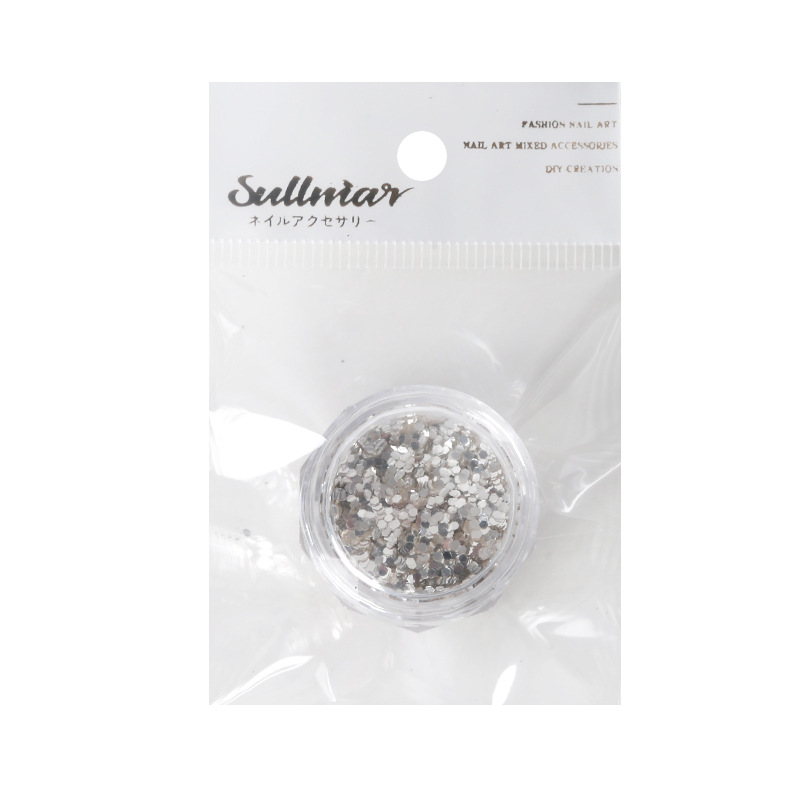 Nail art jewelry bright silver glitter series silver foil powder silver cowherd glitter sequins nail star chip powder