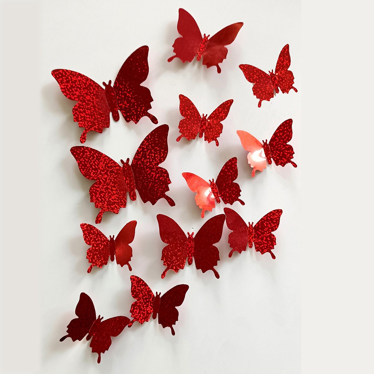 12 3d Flash Butterfly Wall Stickers Festive Jewelry Living Room Decorative Wall Stickers Factory Wholesale