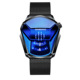 Black mesh belt-black steel-blue surface