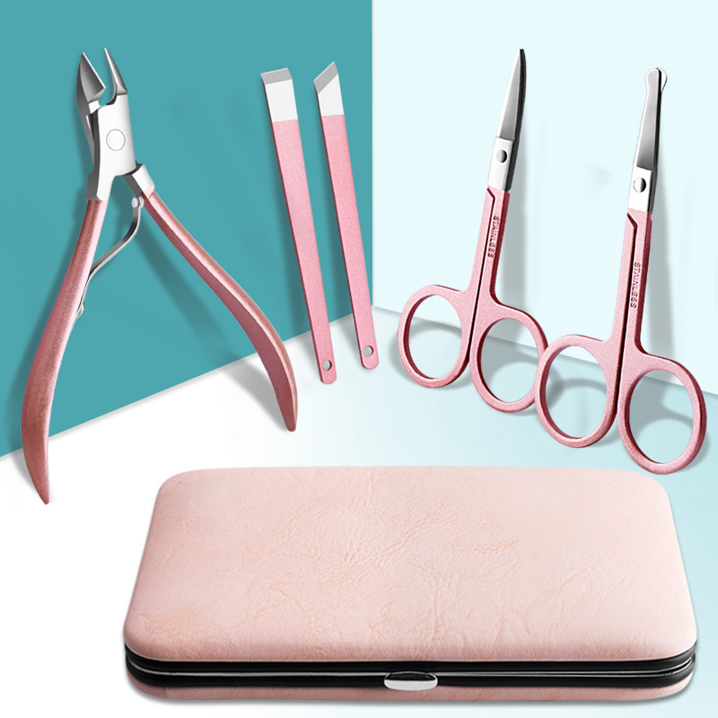 Spot stainless steel rose gold supplies 18-piece nail art manicure pedicure nail clippers nail clippers nail art set