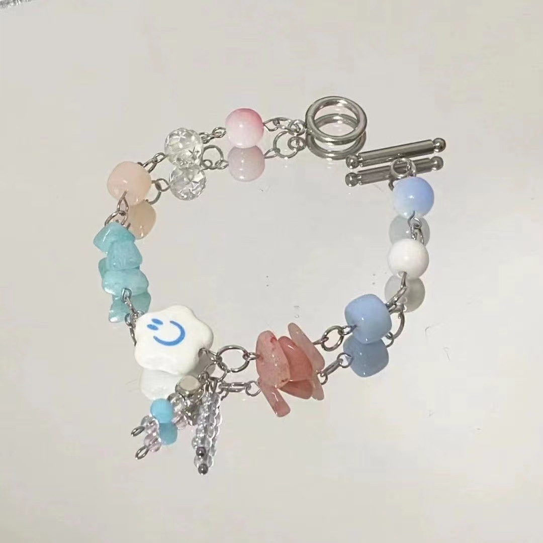 [Milk Blue Cloud] Handmade beaded bracelet for women 2022 new trendy niche design bracelet sweet and cute hand ornaments