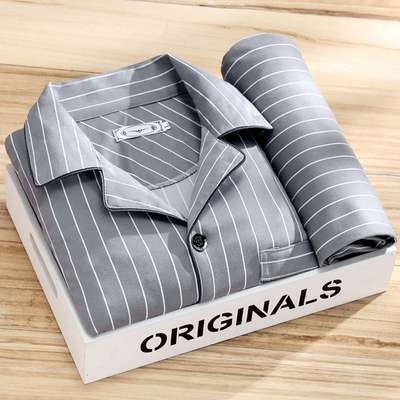 100 High-end Pajamas Men's Long-sleeved Spring and Autumn 2023 New Men's Casual Middle-aged Youth Summer Home Suit