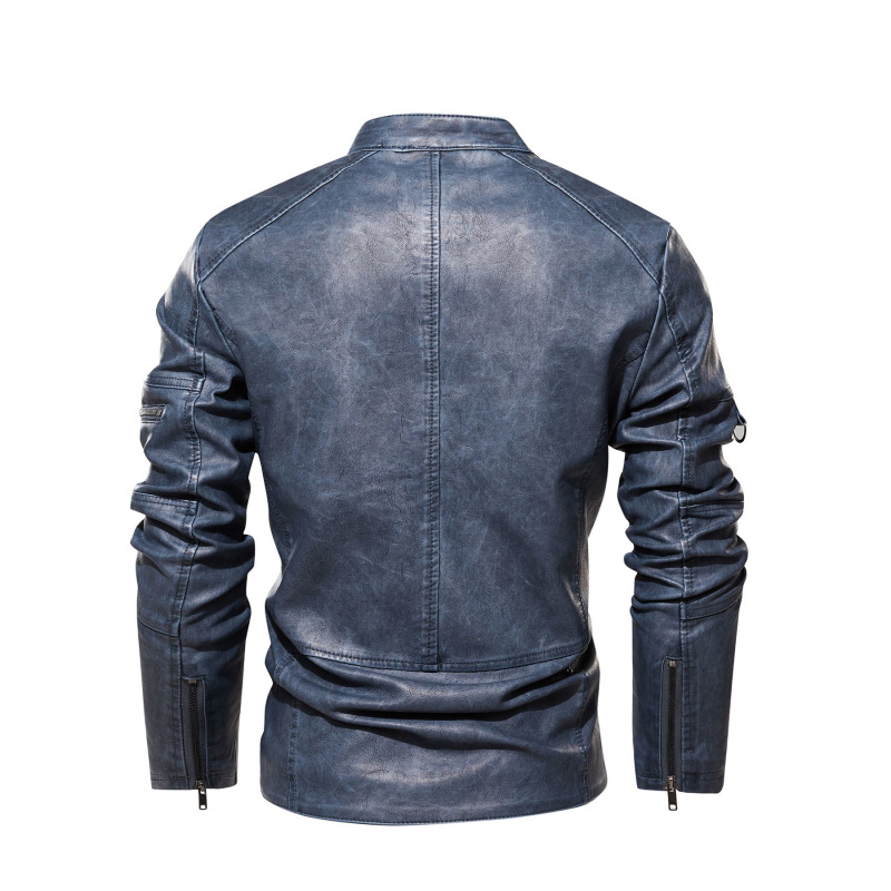 21 New washed faded four generations washed men's leather coat foreign trade cross-border boutique leather coat European and American size independent station Amazon