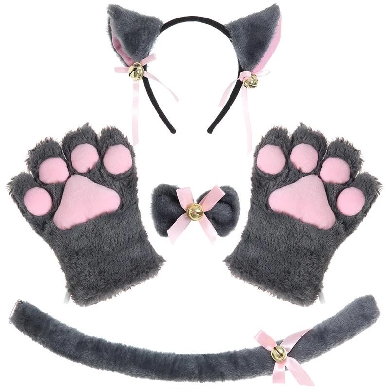 Supply of cute cat cosplay props, cat ears, headbands, cat paws, gloves, cat tail accessories set