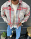 Cross-border New Men's Amazon AliExpress Men's Jacket Printed Plaid Shirt Men to Figure Production