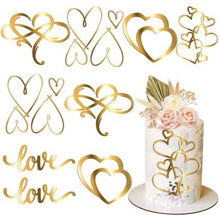 Love acrylic cake decoration baking cake Valentine's Day Mother's Day dessert party dress card plug-in
