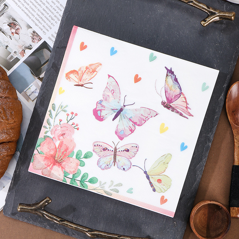 Factory cross-border in stock color printing butterfly tissue Party party party decoration disposable party supplies