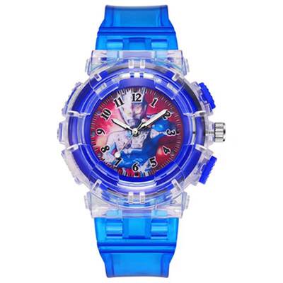 Spot Supply Children's Kindergarten Luminous Watch Wang Wang Team Spider-Man Colorful Flash Boy Quartz Watch