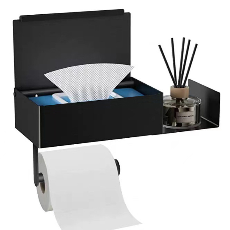 Cross-border tissue holder 304 stainless steel non-perforated toilet paper holder bathroom privacy tissue box roll paper holder wet tissue box