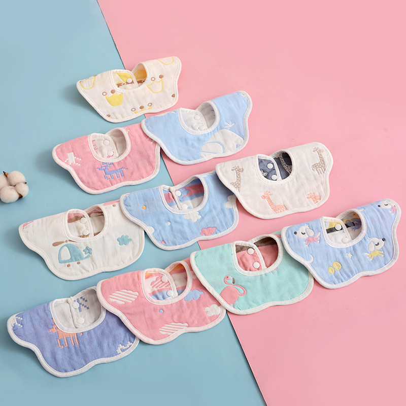 Petal bib cotton factory direct wholesale 360 octagonal six-layer gauze cotton plum petal bib