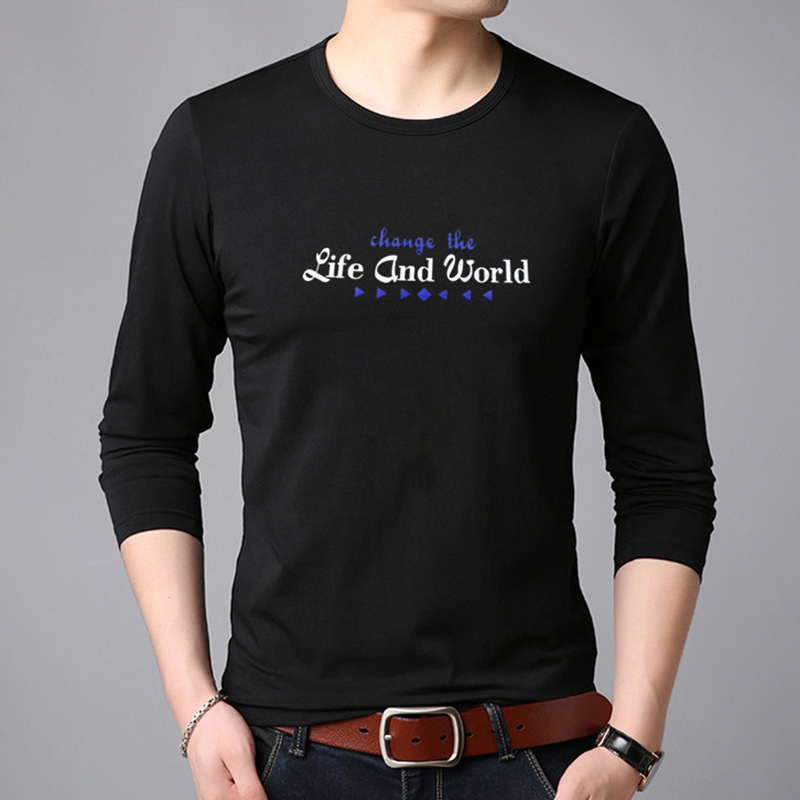 Long sleeve T-shirt men's summer men's shirt thin fleece-lined casual solid color autumn 2020 new men's undershirt