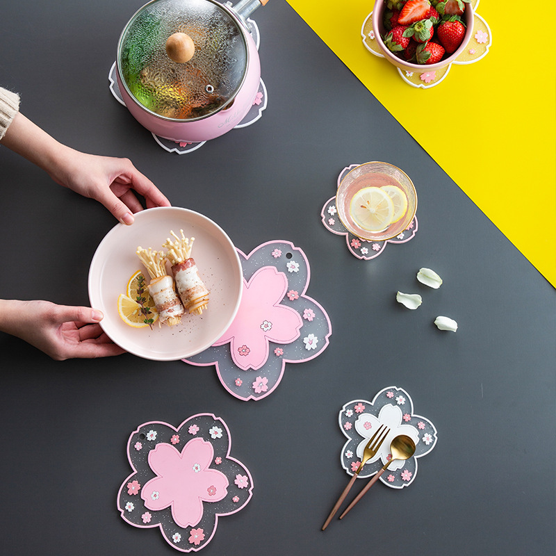 Cute Sunflower Heat Insulation Pad Japanese Style Soft Glue Placemat PVC Coaster Ins Anti-ironing Pad Table Mat Bowl Mat Pot Mat Plate Mat