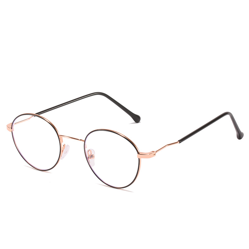 Metal small round frame anti-blue light plain glasses eye protection glasses artistic students with myopia glasses with degrees finished Women