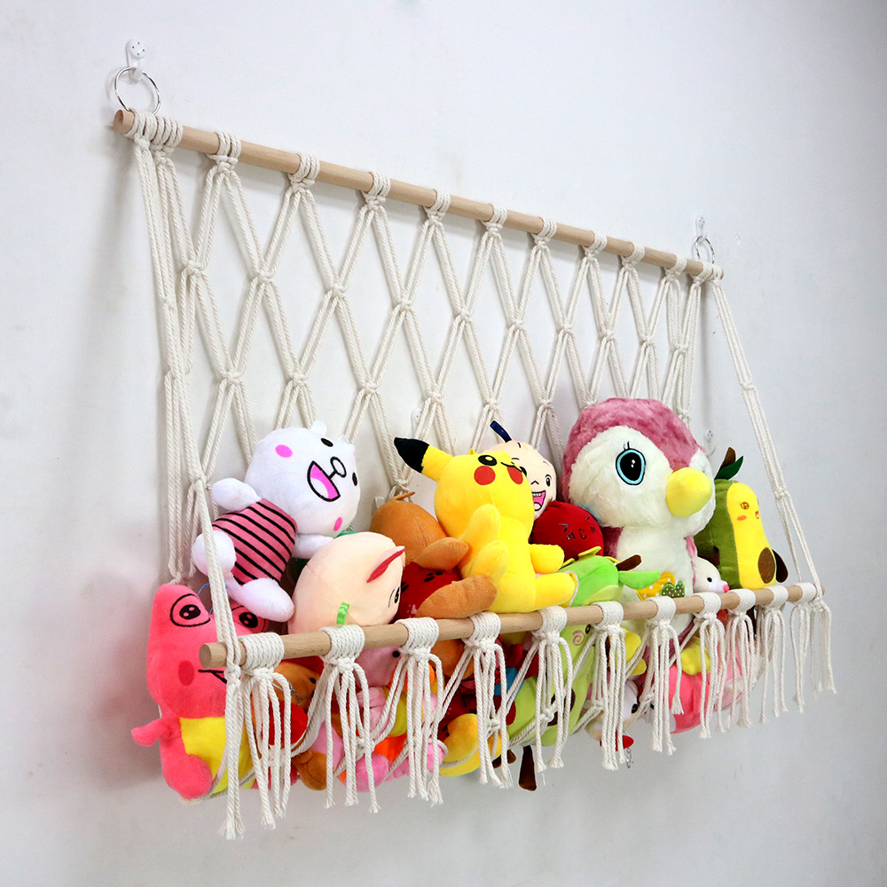 New Home Decorative Creative Wall Decoration Cotton Rope Woven Net Bag Toy Hammock Storage Tapestries Girls' Room Wall Hanging