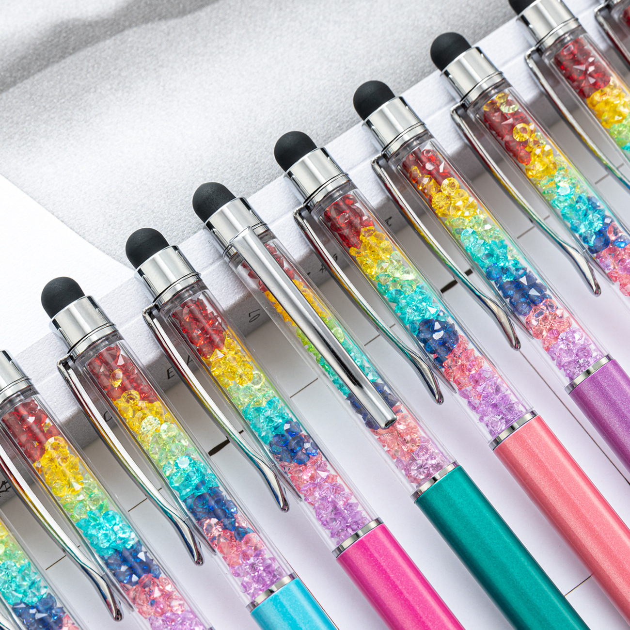 New Crystal Metal Ballpoint Pen Diamond Touch Screen Capacitance Pen Wholesale Advertising Metal Ballpoint Pen Printing logo